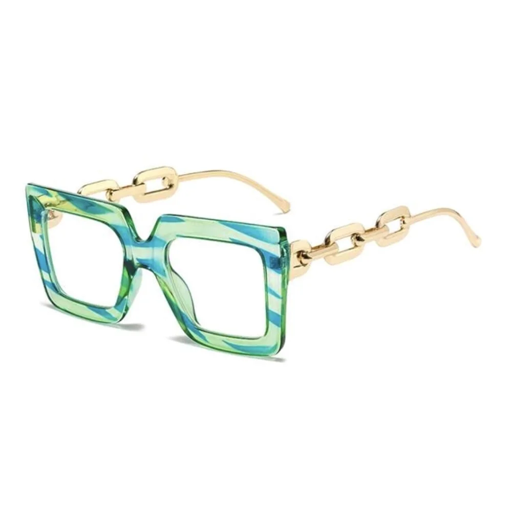 NEW Green and Clear Chain Fashion Sunglasses